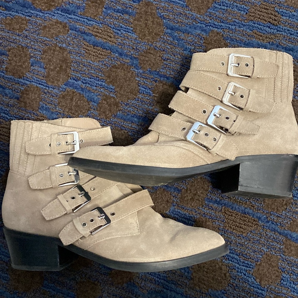 Tan suede booties